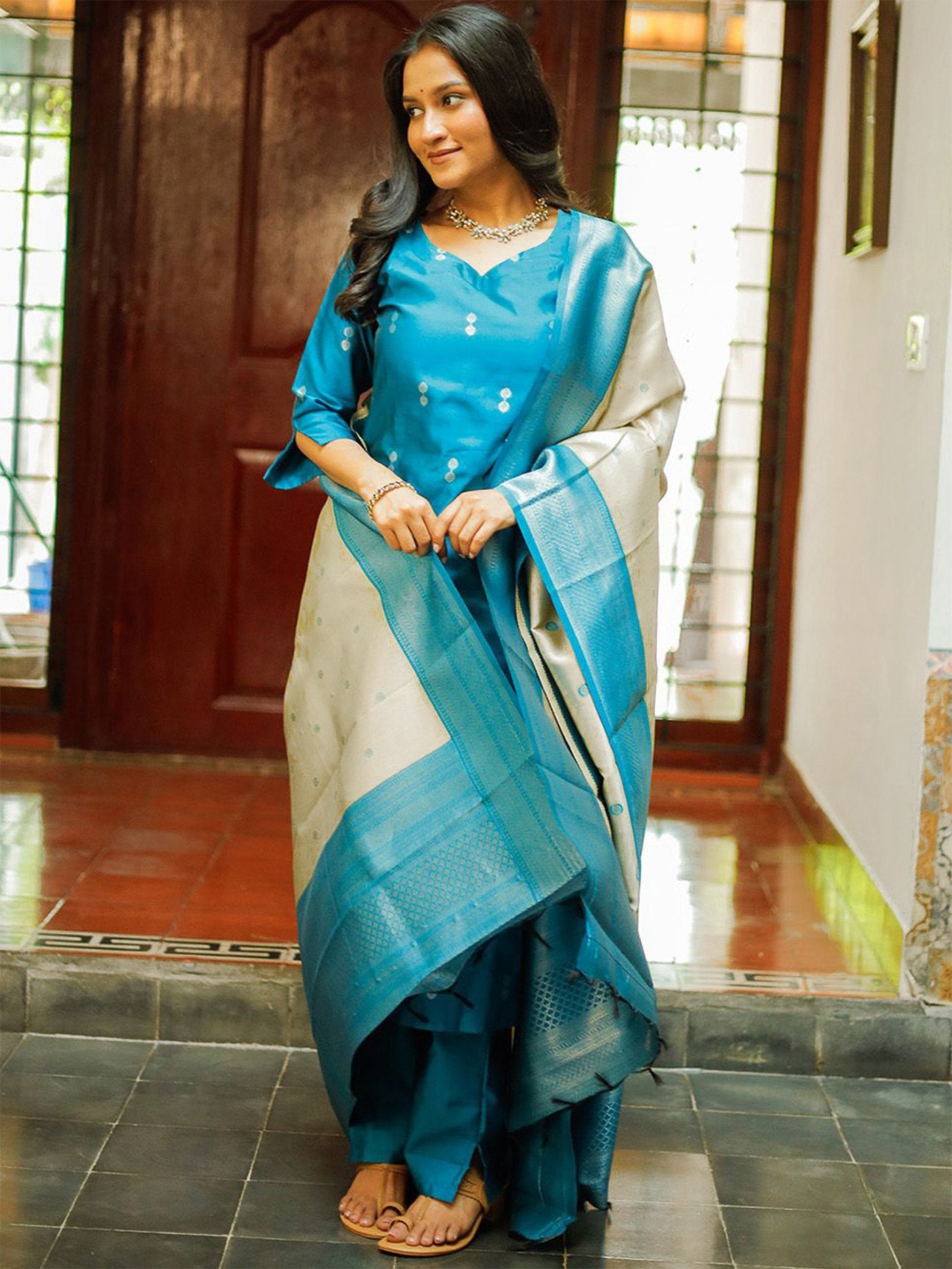Sky Blue Rasmalai Suit